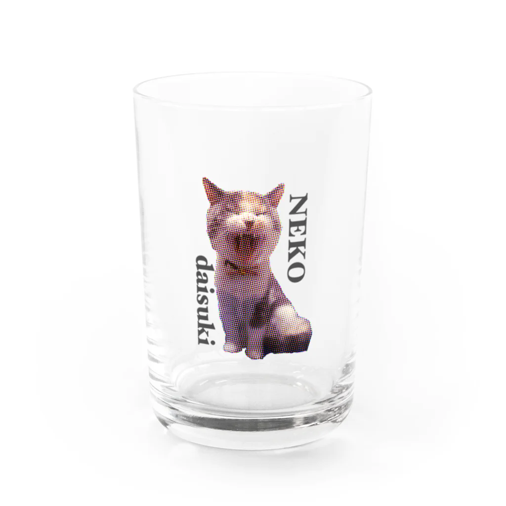 メリアさんがいっぱいのあくびneko daisuki Water Glass :front