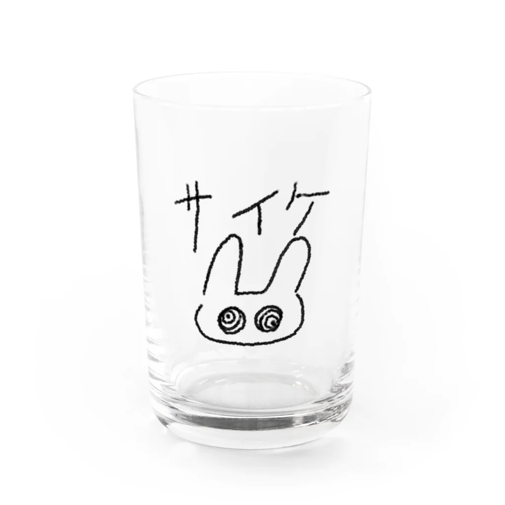 寝不足うさぎのサイケデリックうさぎ Water Glass :front