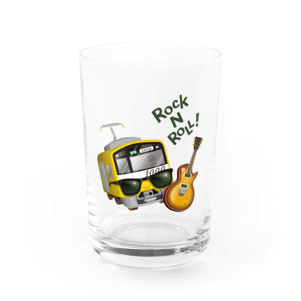 Train Kids! SOUVENIR SHOPの黄色い電車 「 音楽大好き ! 」 Water Glass :front