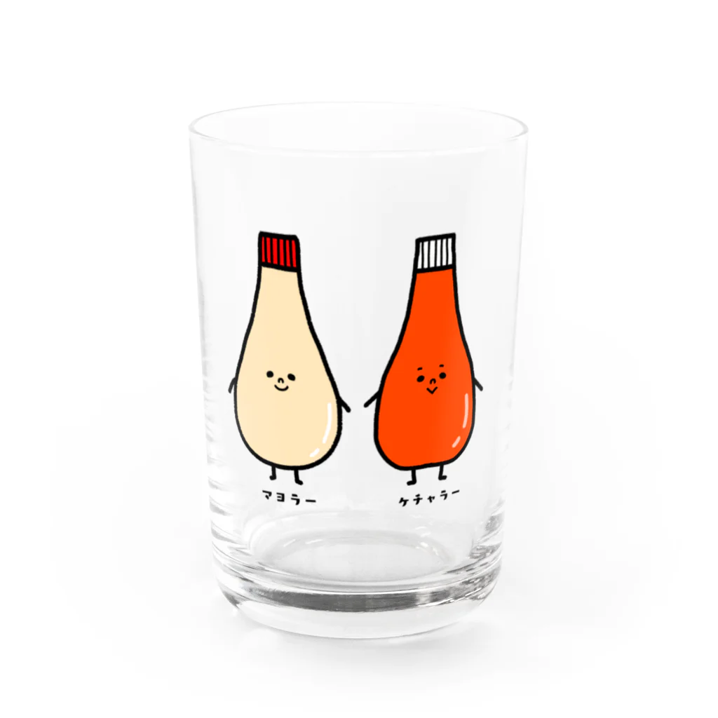 もちぱっちのマヨラーさんとケチャラーさん Water Glass :front