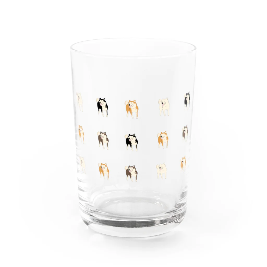 柴犬の里の楽しそうな柴犬のグラス Water Glass :front