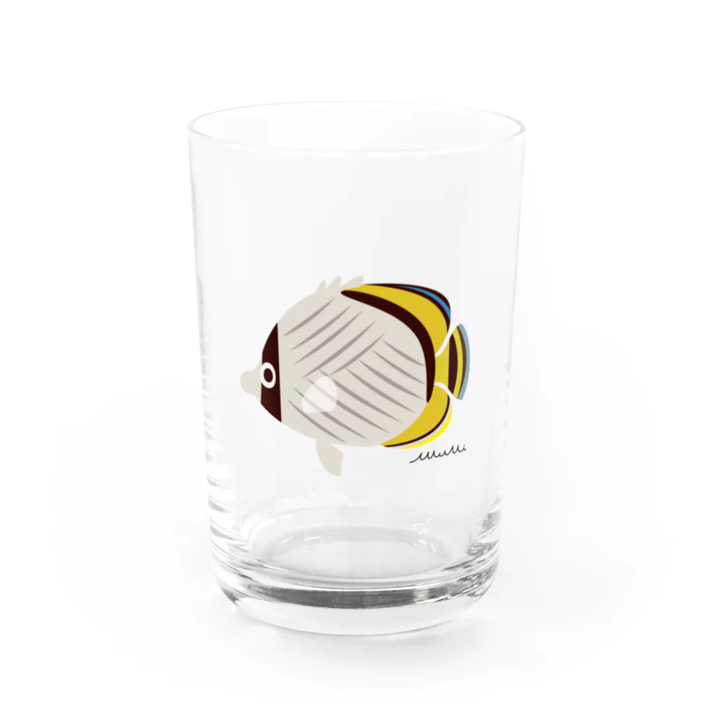 Astrio SUZURI店のフライチョウチョウウオちゃん Water Glass :front