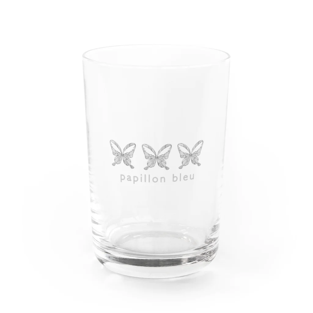 papillon bleuの蝶々　モノクロ Water Glass :front