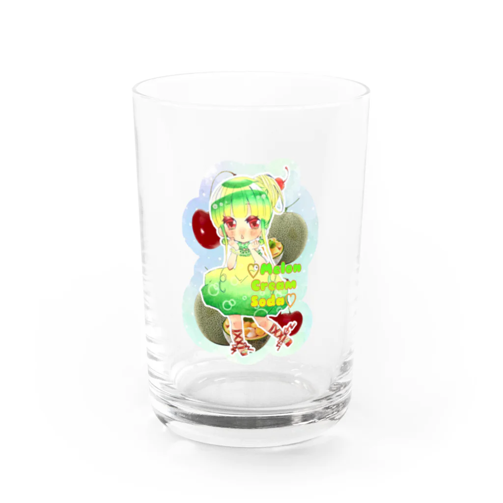 Halloween♡townのメロンクリームソーダ擬人化ちゃん Water Glass :front