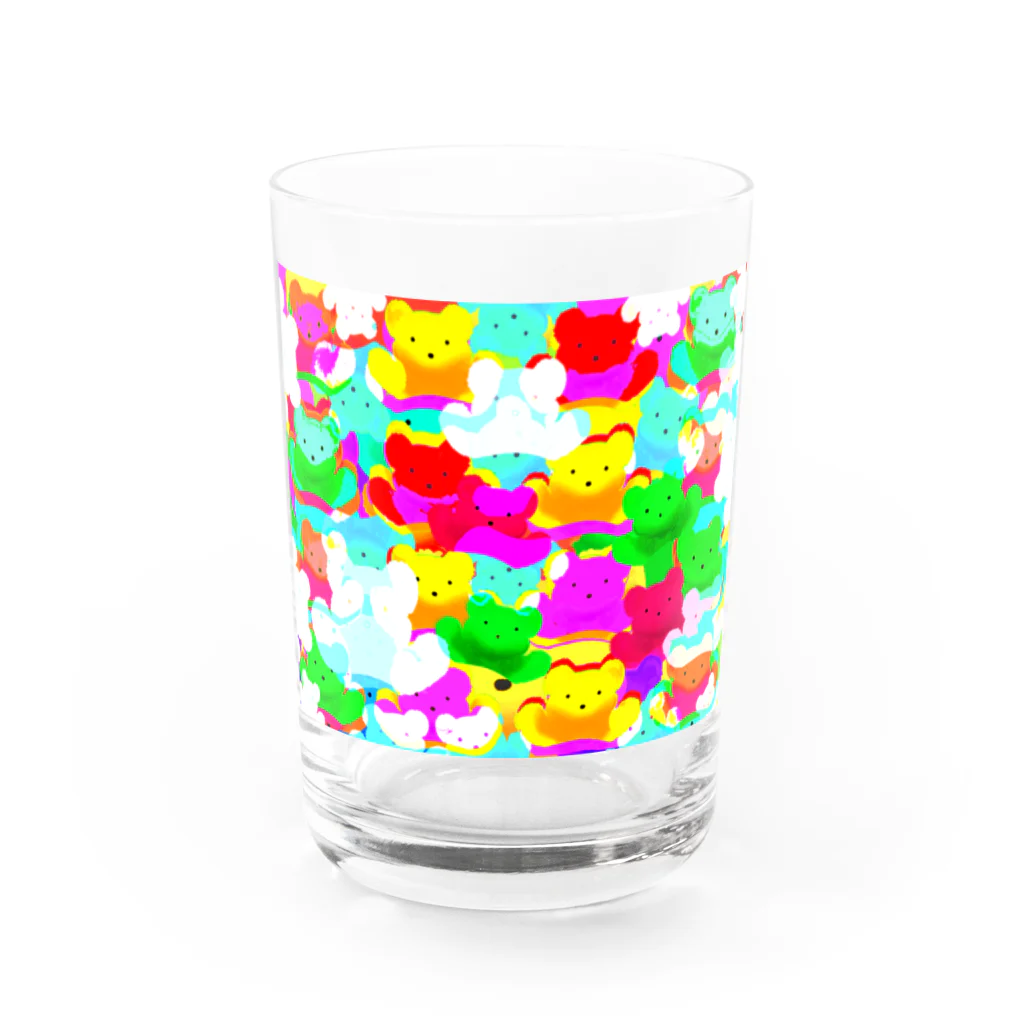 ✨🌈✨ユラクラカン🇯🇵 ✨🌈✨の🌈 colorful teddy bear🌈 Water Glass :front