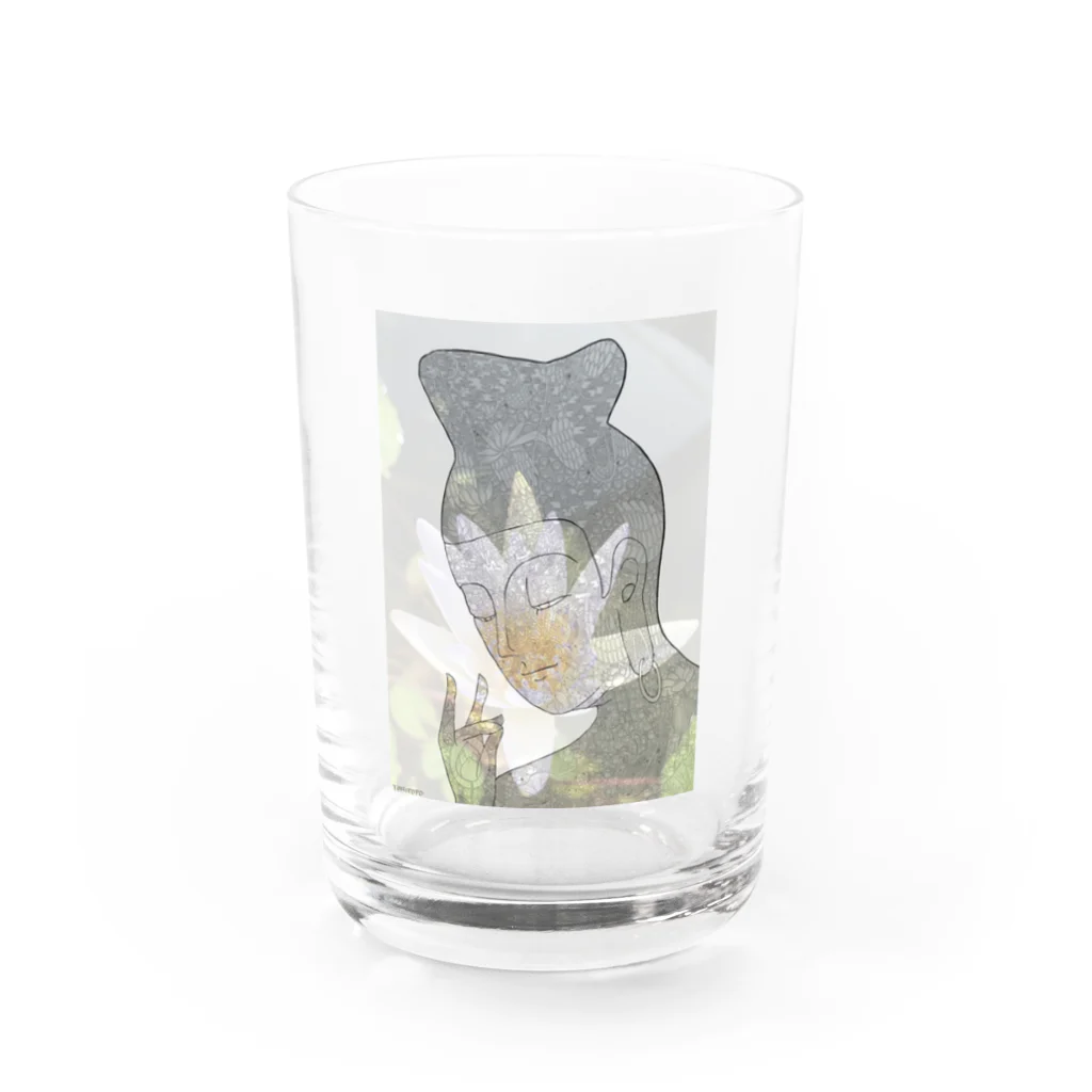 フジリンゴ族のお店の弥勒菩薩と蓮の花 Water Glass :front