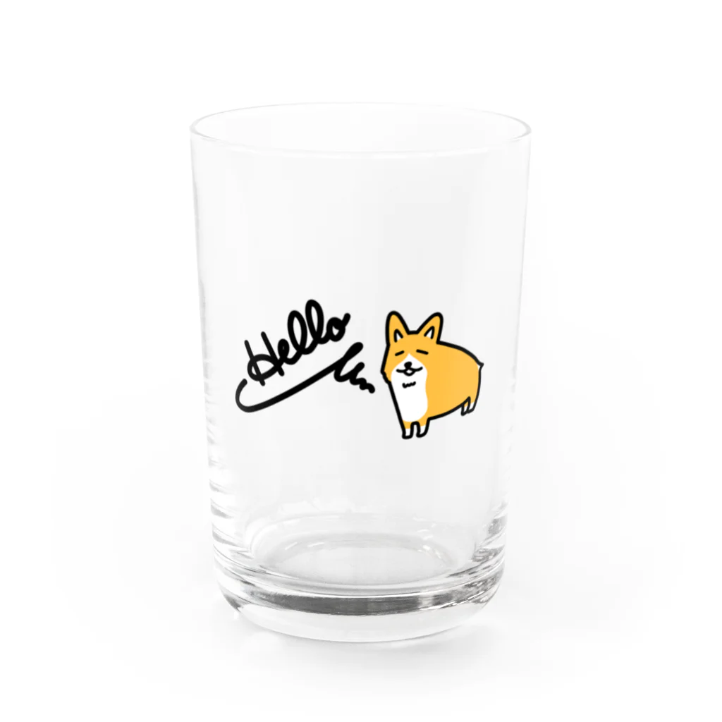 ほっこりアニマルキャラクターのコーギーのはなちゃん Water Glass :front