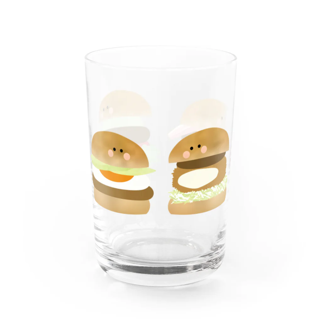 cotton-berry-pancakeのなかよしバーガーちゃん Water Glass :front