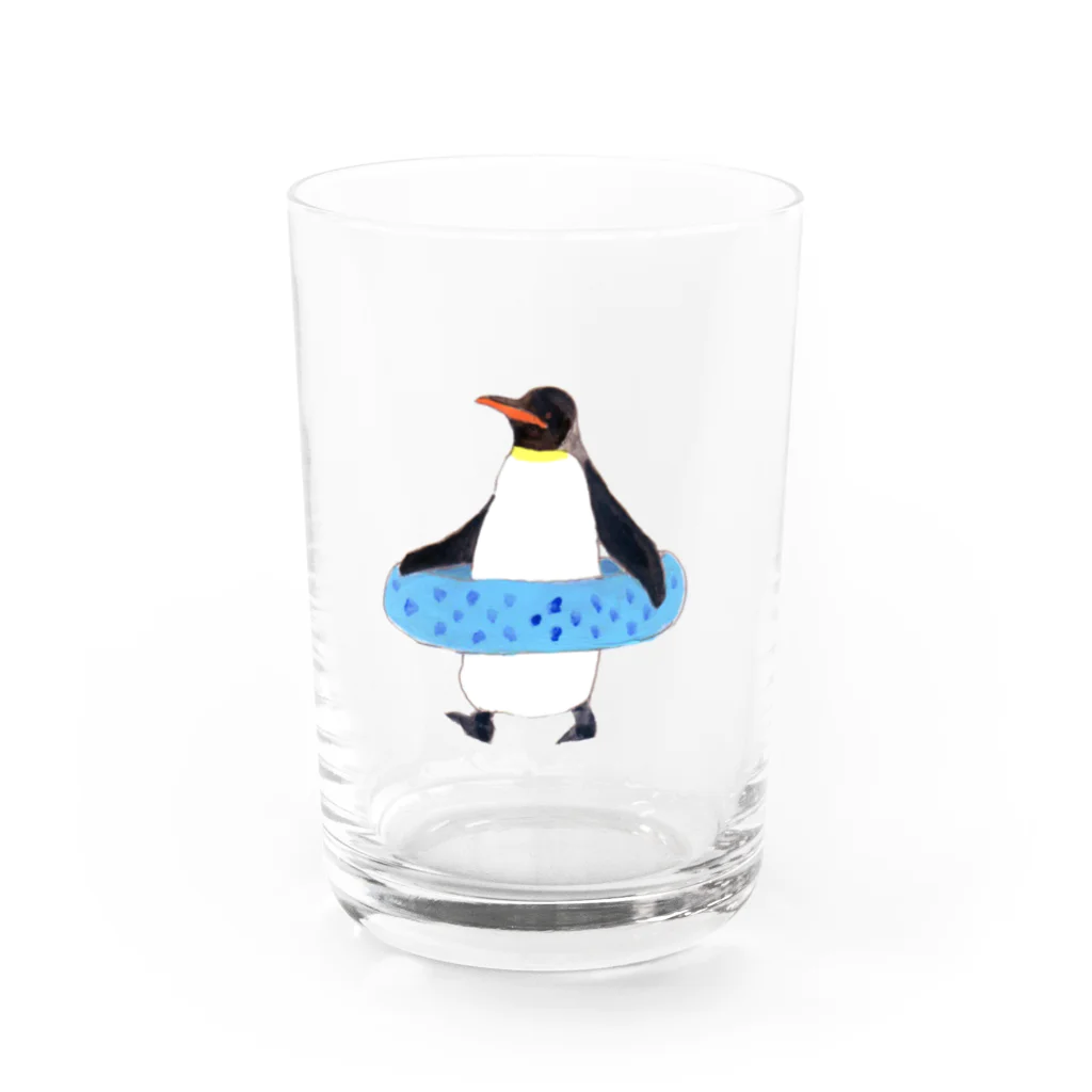 kuroのうきわペンギン Water Glass :front