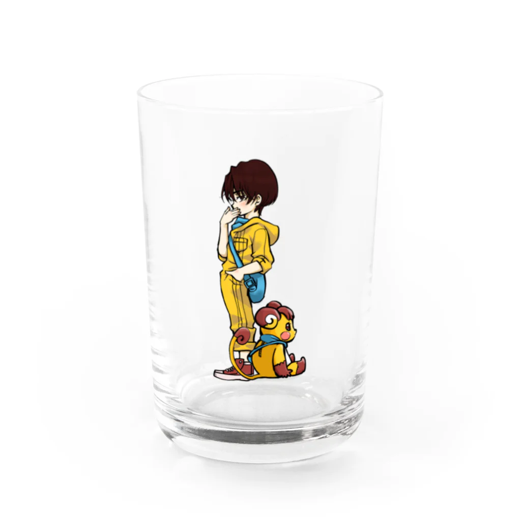 勇気を与えるつきのうた🌝のつきのうた着ぐるみと中の人 Water Glass :front