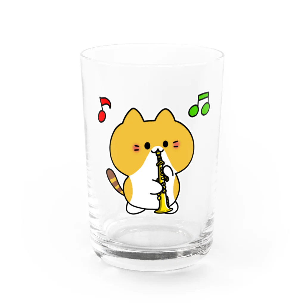  ふじねこ屋のソプラノサックスねこ Water Glass :front