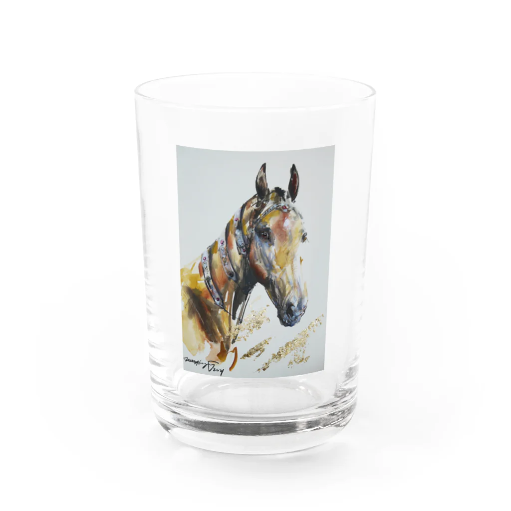 永久凍土の国の白夜の黄金の馬２０２１ Water Glass :front