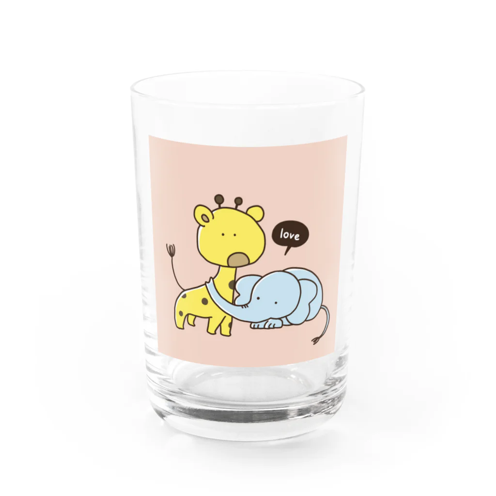 ももひらのBabymals きりん×ぞう Water Glass :front