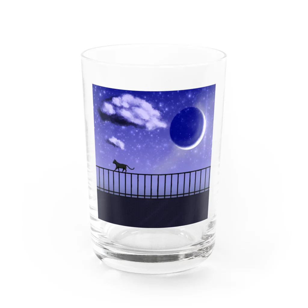 ひはせの夜月と黒猫と。 Water Glass :front