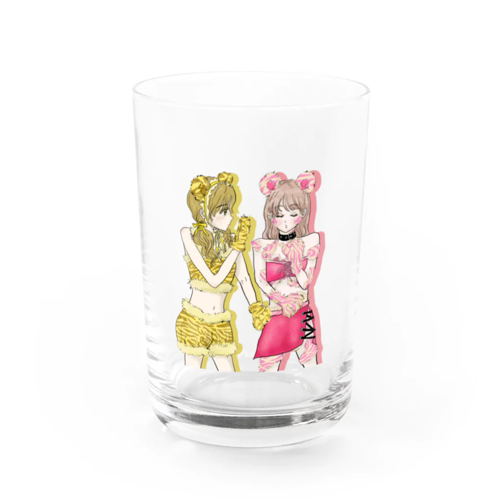 寝不足うさぎのアイシテ寅のコ Water Glass :front