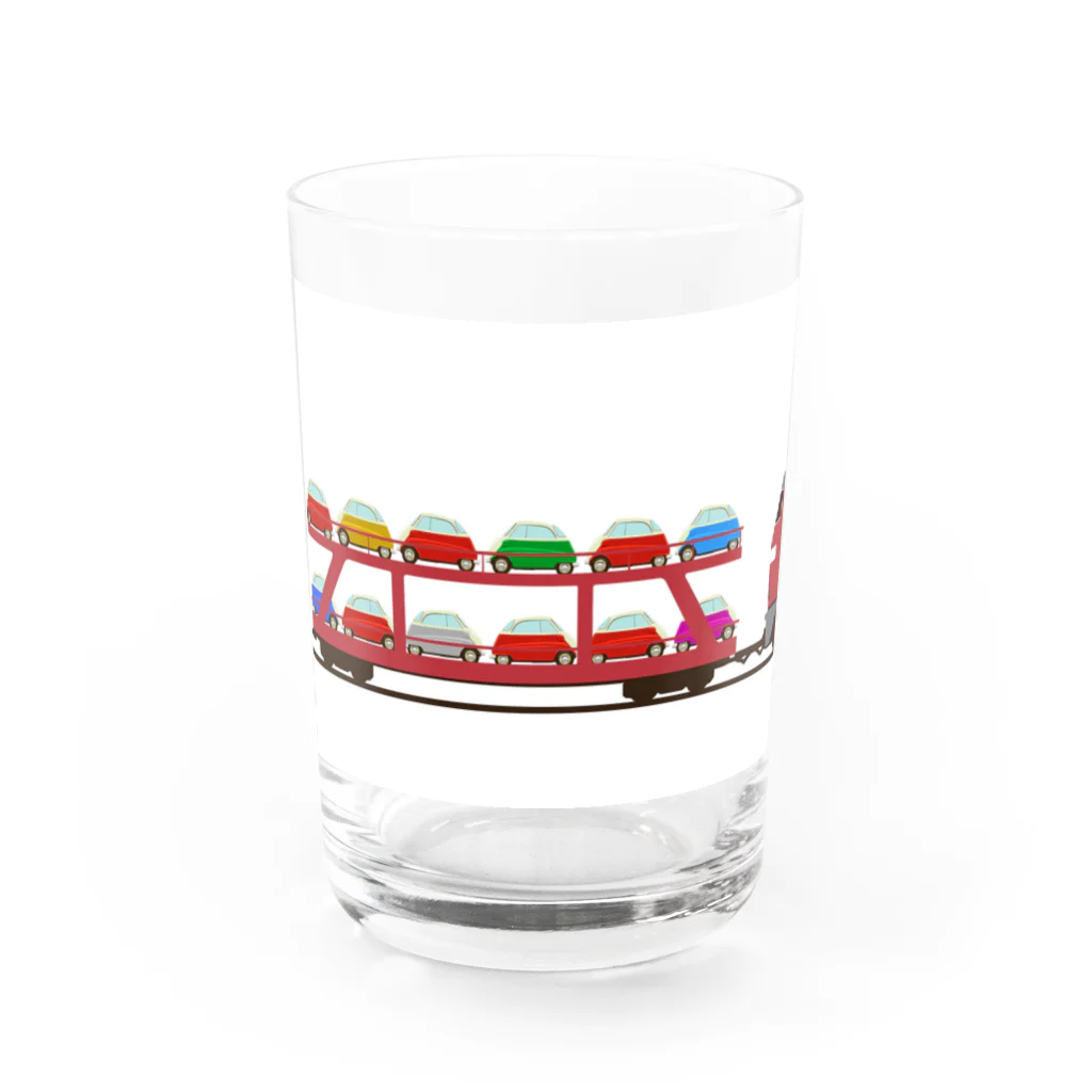 ジョンの乗り物イラストのAuto Zug Water Glass :front