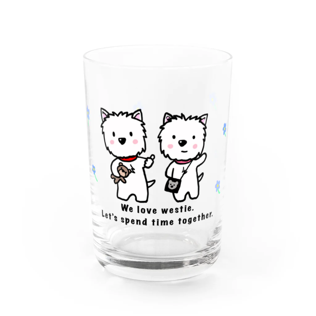 Kizplanning 「Sylph&Devil's」のしろいぬルッチー【2wes】グラス:花がブルー Water Glass :front