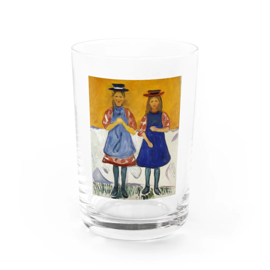 世界の絵画アートグッズのエドヴァルド・ムンク《青いエプロンの2人の少女》 グラス前面