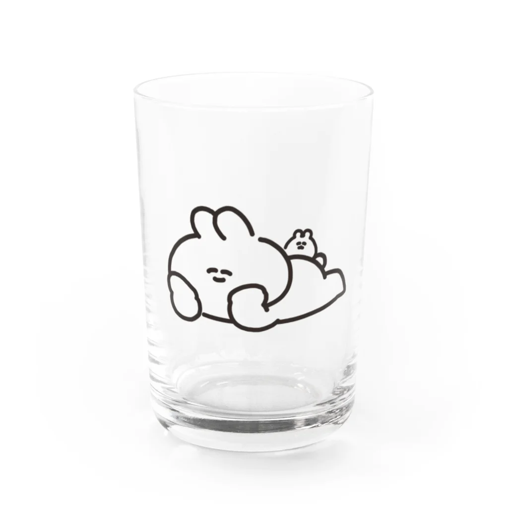 ナポリのSUZURIの寝そべりうさちゃんハムちゃん Water Glass :front