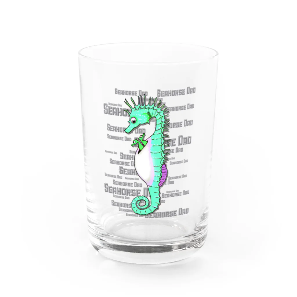 LalaHangeulのSeahorse Dad グリーン Water Glass :front