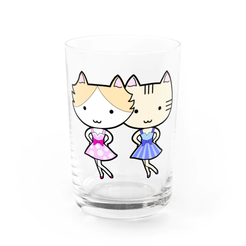 neko*neko*の猫のナナミとミミ子 Water Glass :front