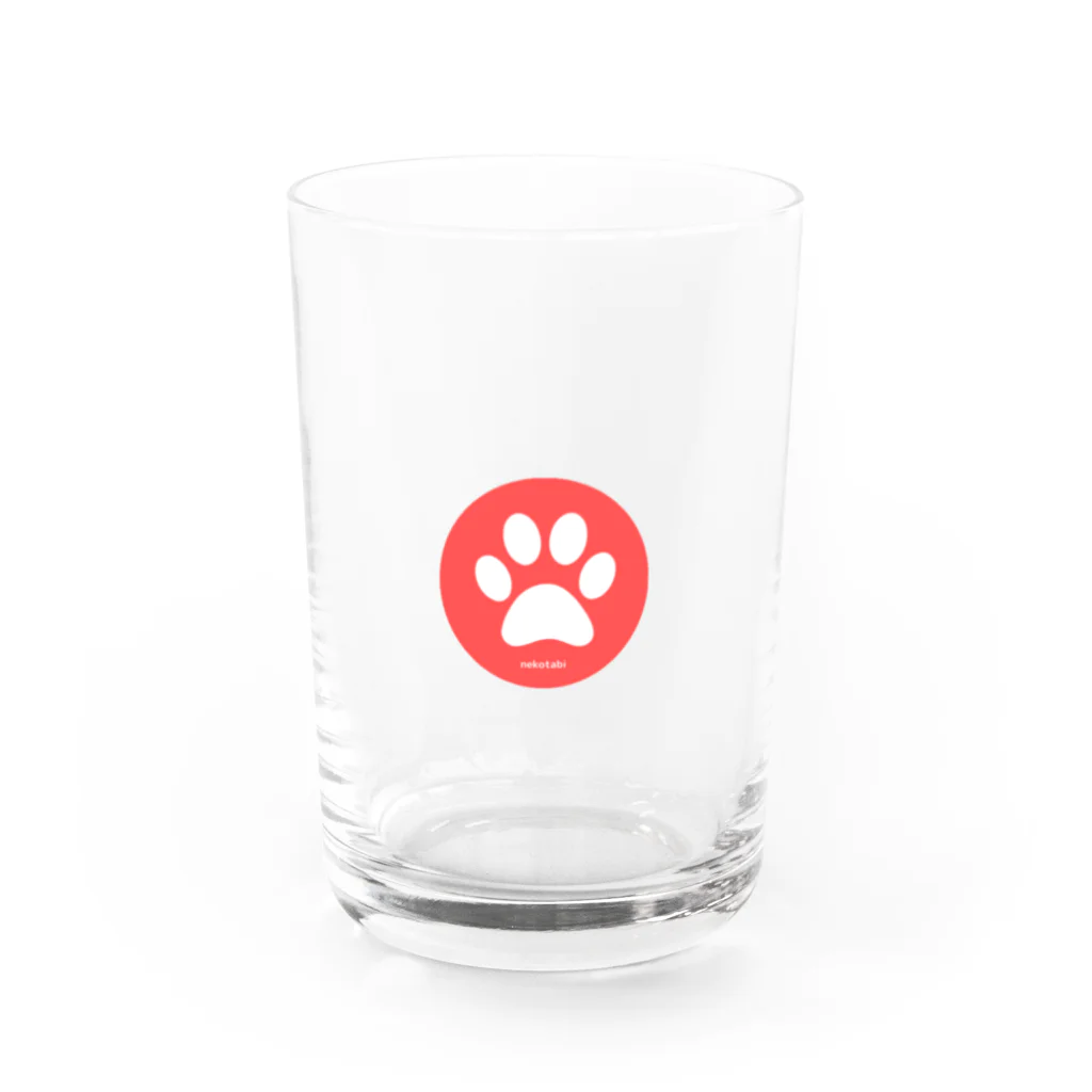 ねこ旅-猫チャンネル公式グッズの猫ちゃん足跡 Water Glass :front