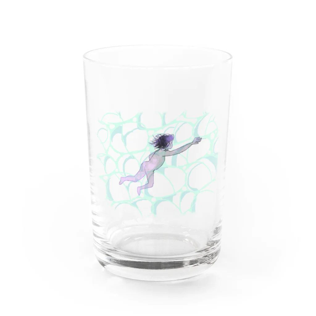 犬吠え商店の時に学びて遠くへ行きたい Water Glass :front