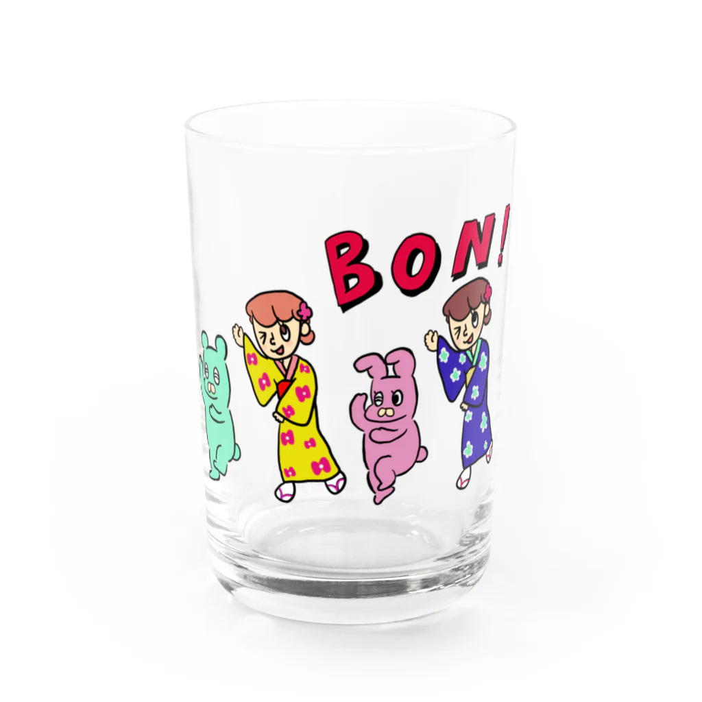 お盆ちゃんとお祭りウサギのお盆ちゃんとお祭りうさぎ Water Glass :front