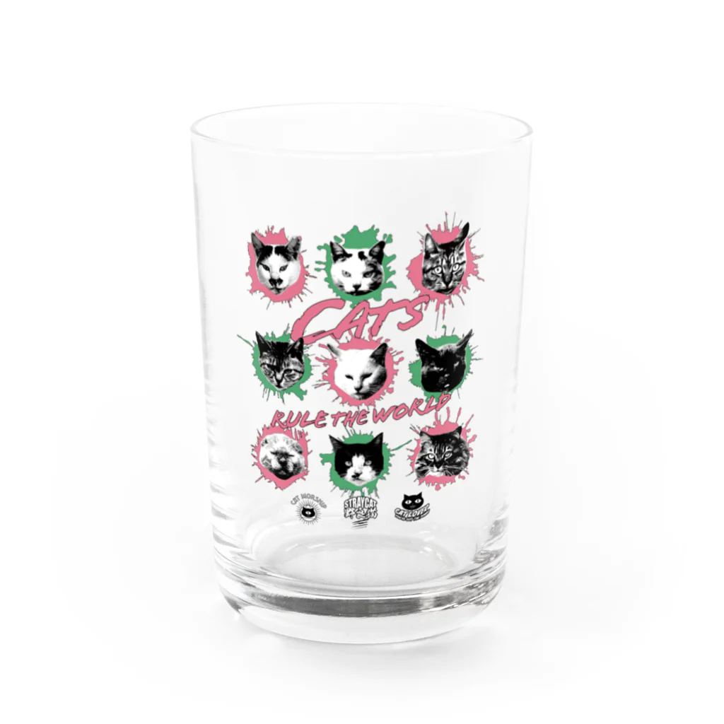 LONESOME TYPE ススの猫が世界を支配する9FACES（桃） Water Glass :front