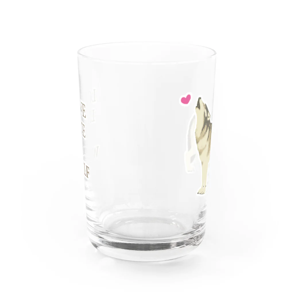ヤマガタ シンの愛を遠吠えオオカミ Water Glass :front