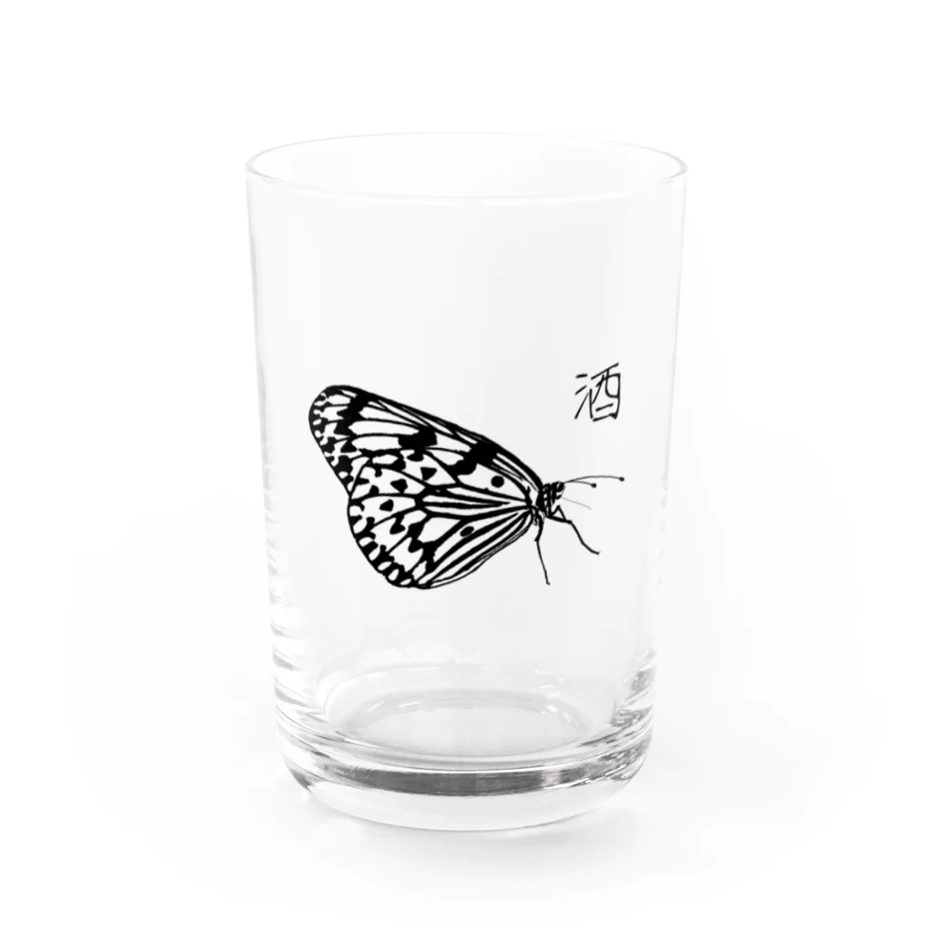 浅葱自由区のオオゴマダラ Water Glass :front