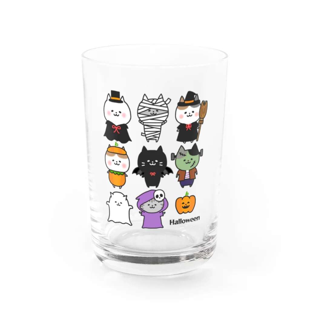 もちぱっちのHalloween🎃ねこさん2 Water Glass :front