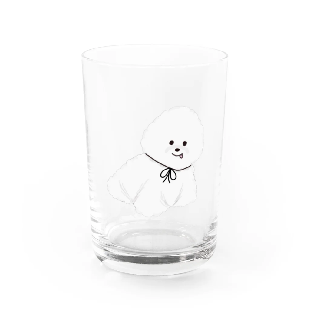 小さな世界のふわもこ犬ビションフリーゼ Water Glass :front