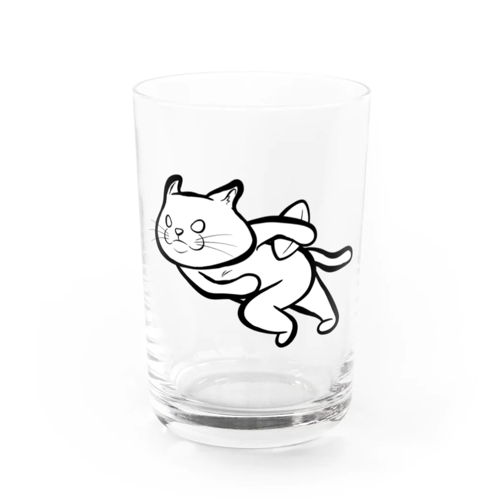 TAKE-TONのラグビーネコ（突進） Water Glass :front