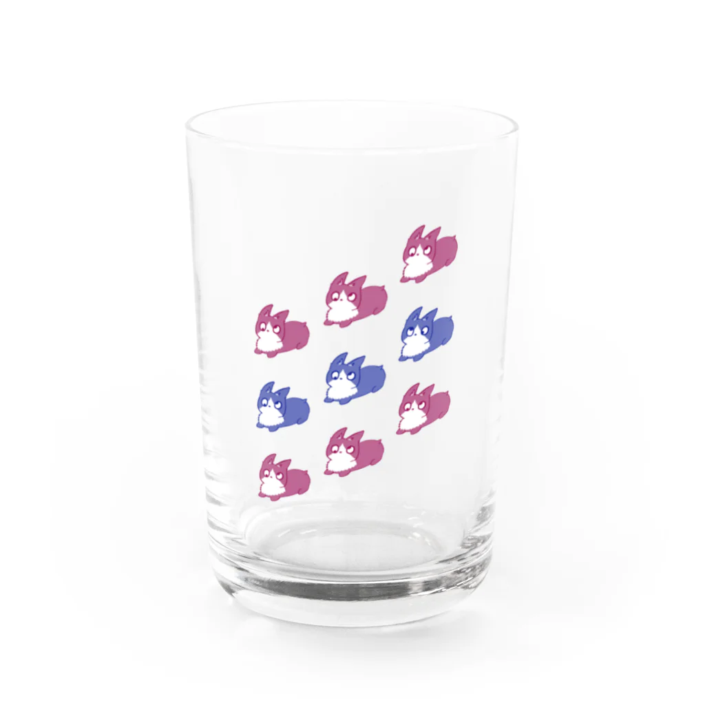 もぐもぐパルプの斜視の犬（ビビッド） Water Glass :front