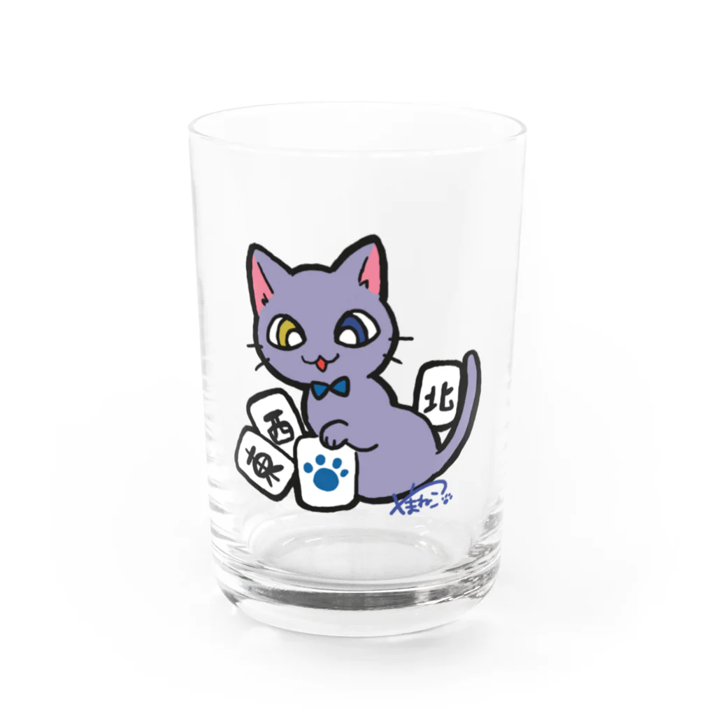 山猫shopのとんにゃんしゃーぺー（ブルー） Water Glass :front