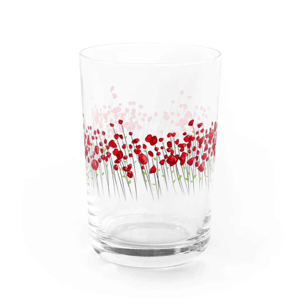 VIETSTAR★１０８のレトログラス　赤い花 Water Glass :front