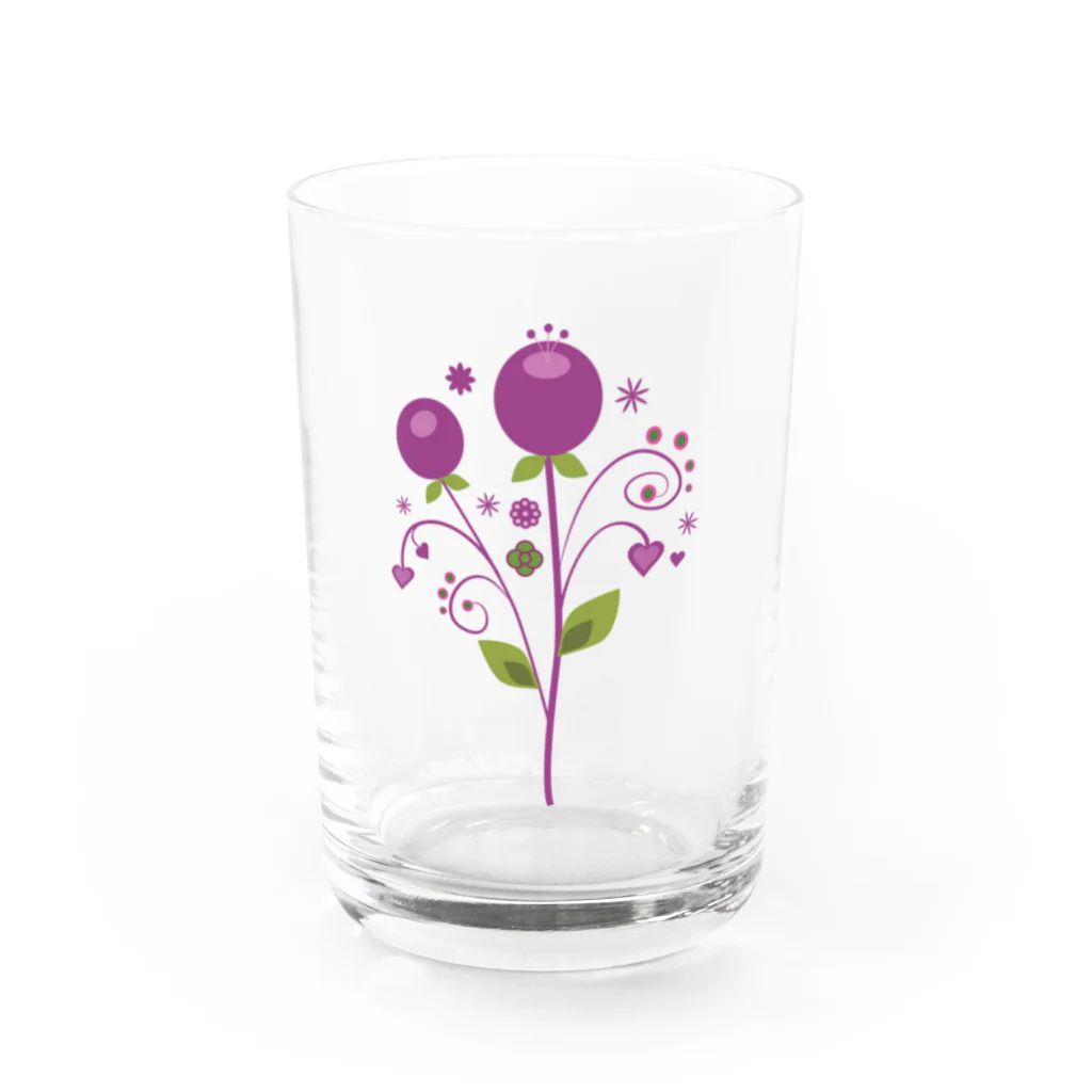 VIETSTAR★１０８のレトログラス　パープルな花 グラス前面