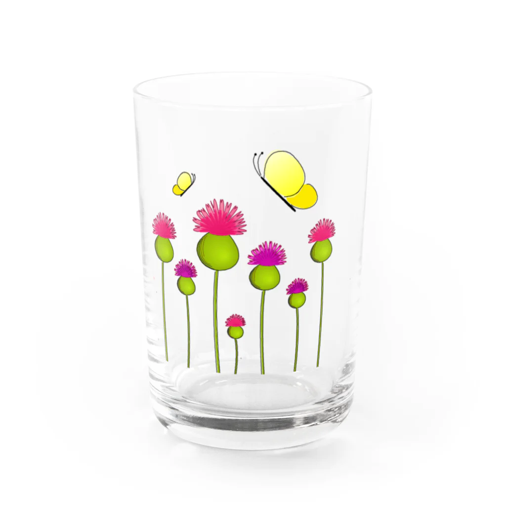 VIETSTAR★１０８のレトログラス　花と蝶 グラス前面
