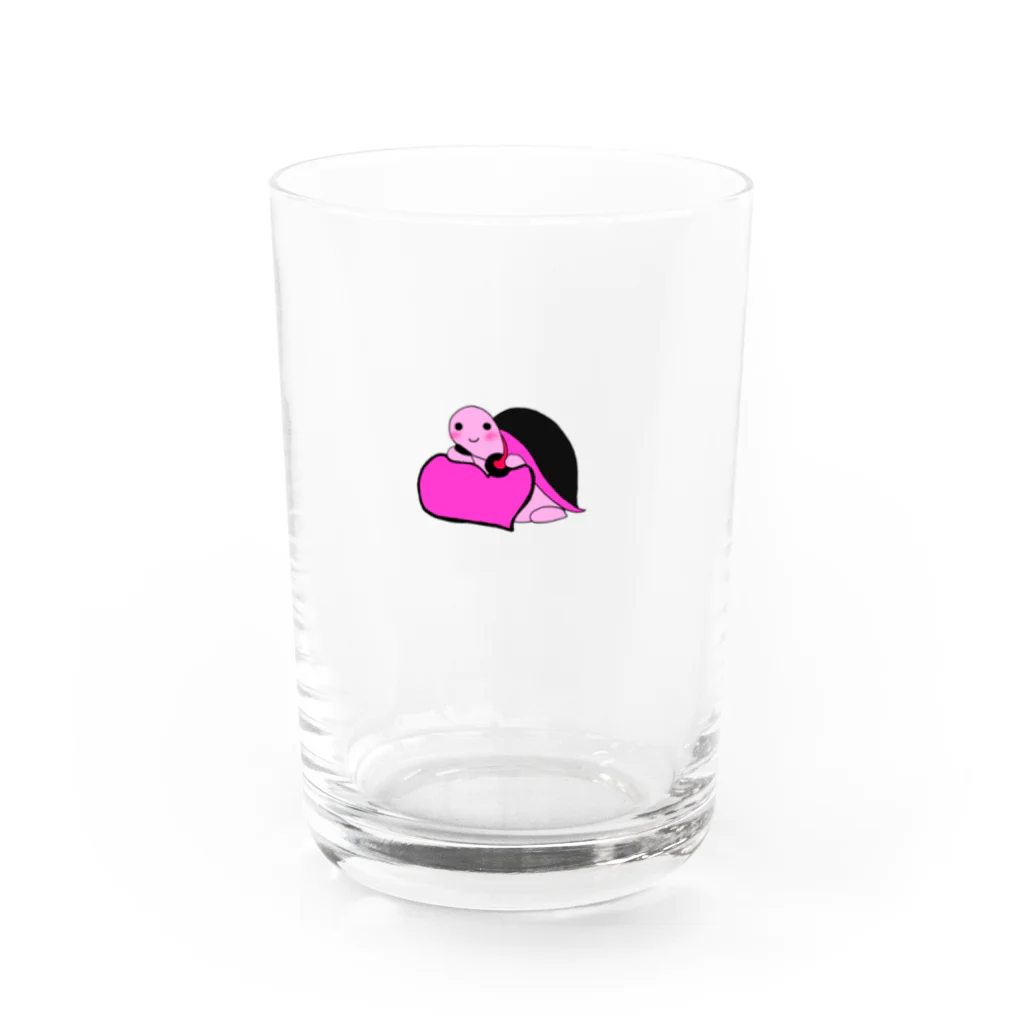 時計塔のヘッドホンかめくん　ピンク Water Glass :front