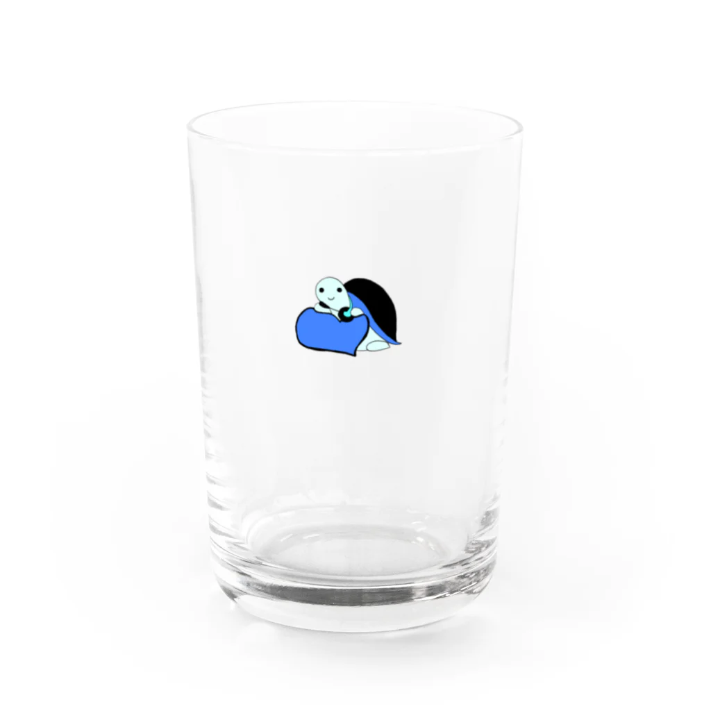 時計塔のかめくん　ブルー Water Glass :front