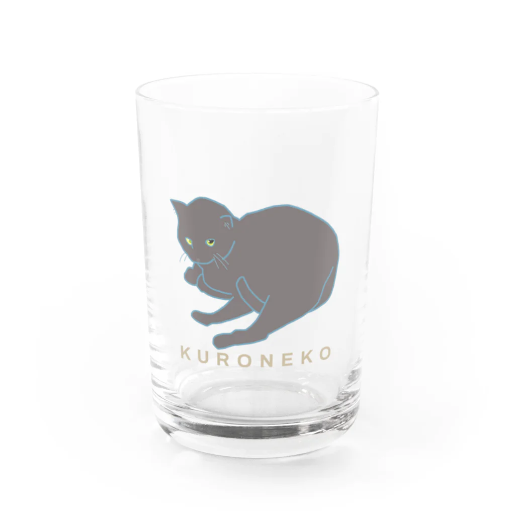 猫猫商店の黒猫こぱん(ロゴ入り) Water Glass :front