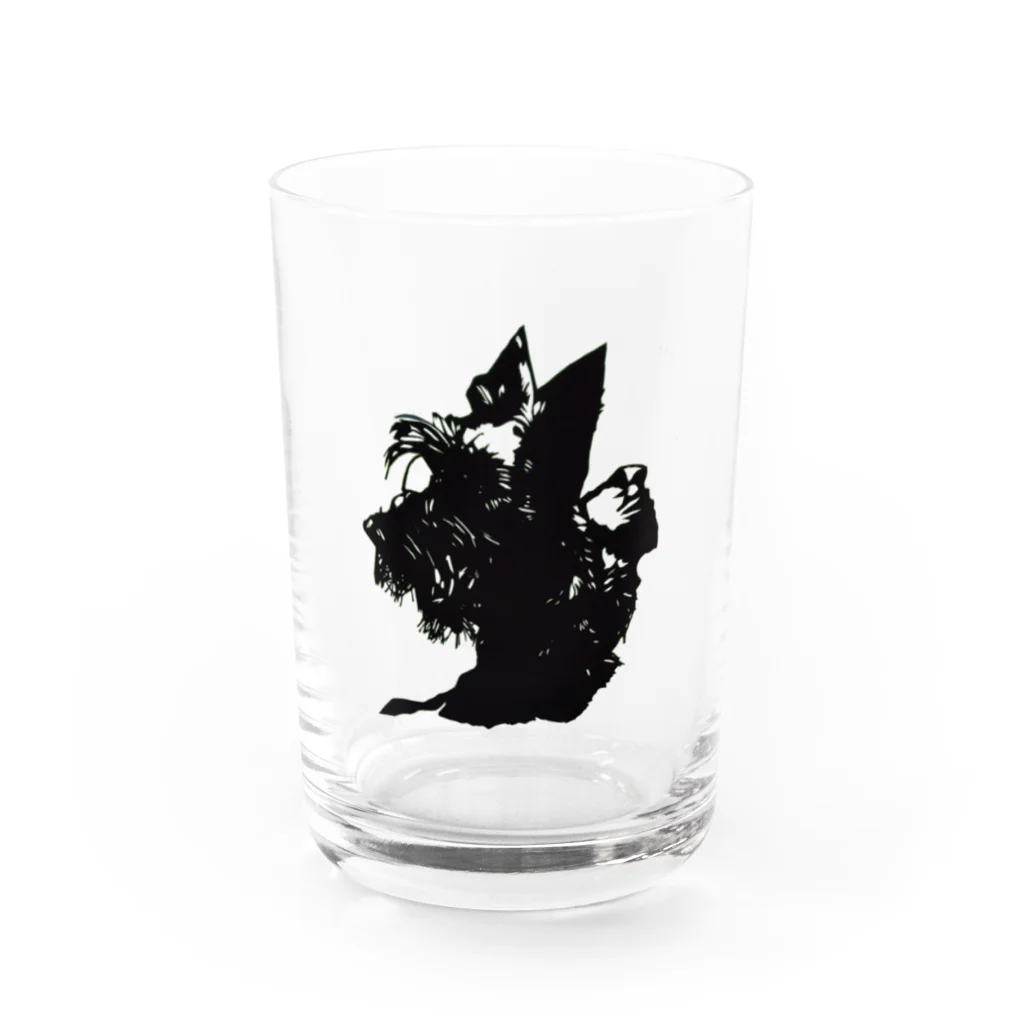 ⓟⓞⓘⓢ ⓒⓗⓘⓒⓗⓔのスコティッシュテリア 切り絵 Water Glass :front