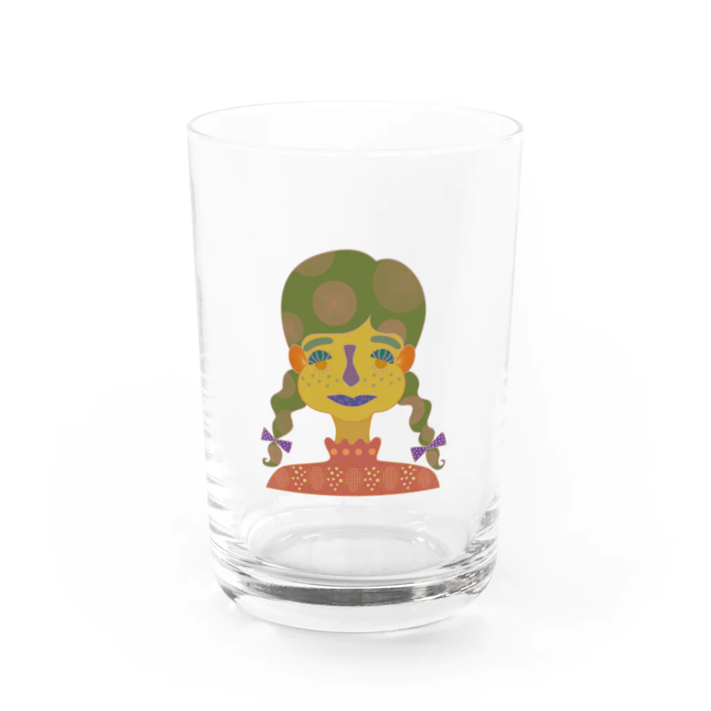 Hinaの三つ編みちゃん Water Glass :front