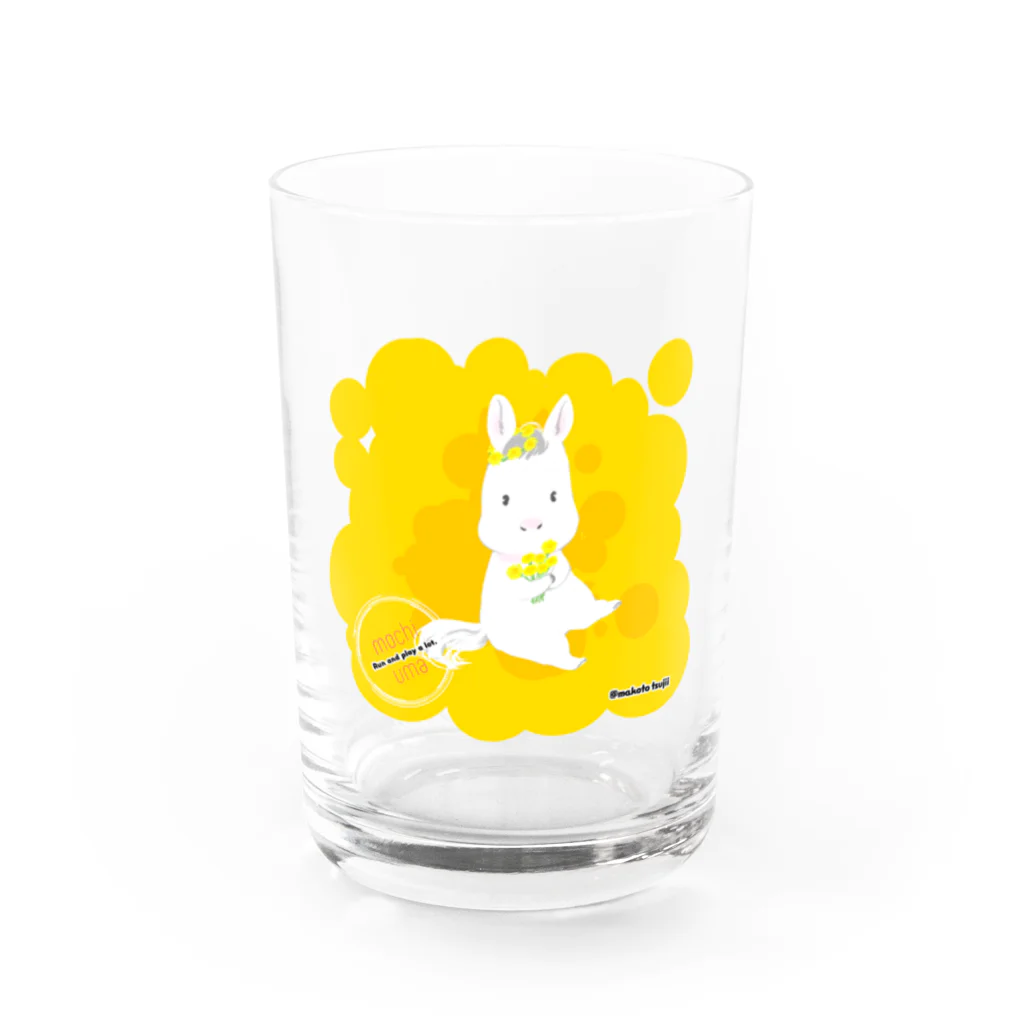 ツジイマコトのもちうま（白毛ちゃん） Water Glass :front