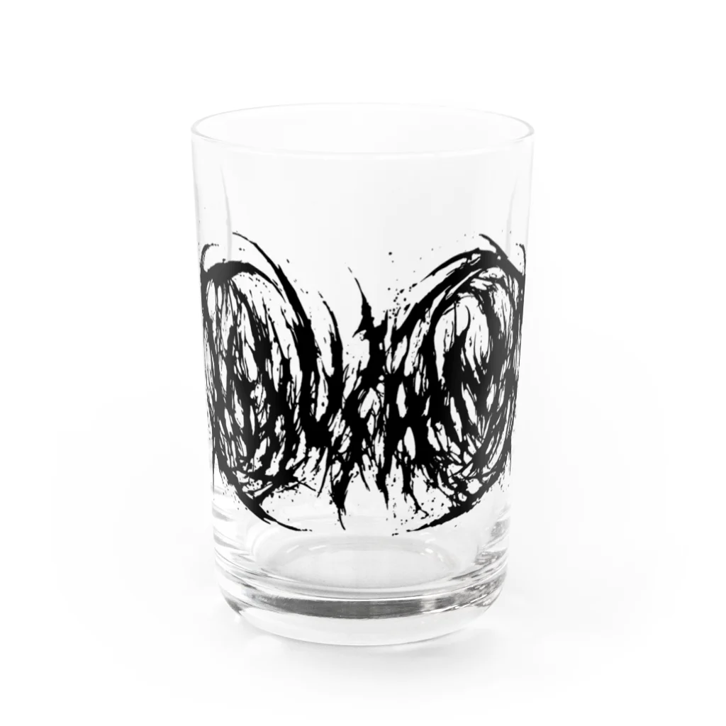 Toshihiro Egawa ArtのDEATH TOKUSHIMA / 徳島(黒ロゴ) Water Glass :front