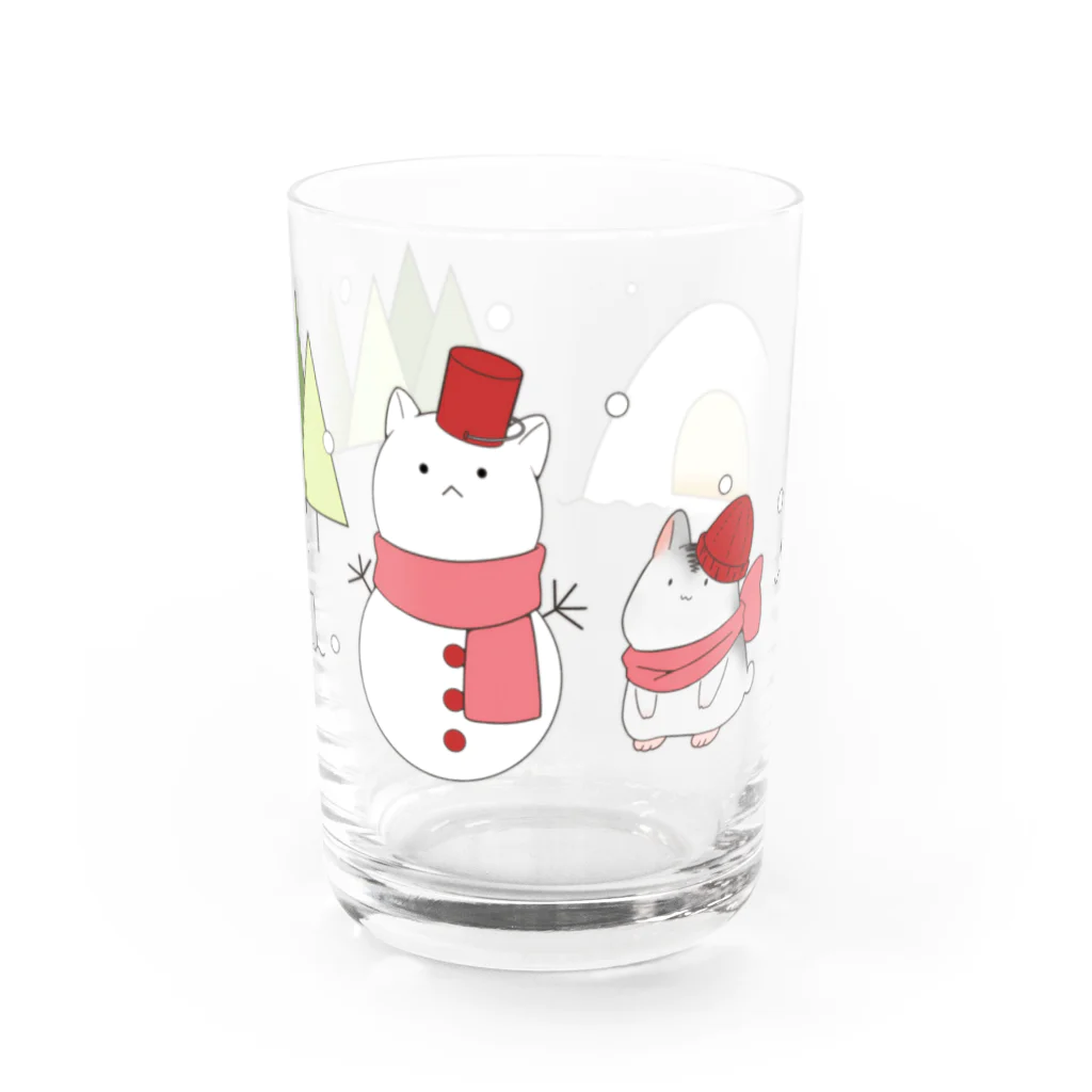 NEZU3の雪だるまねずみ Water Glass :front