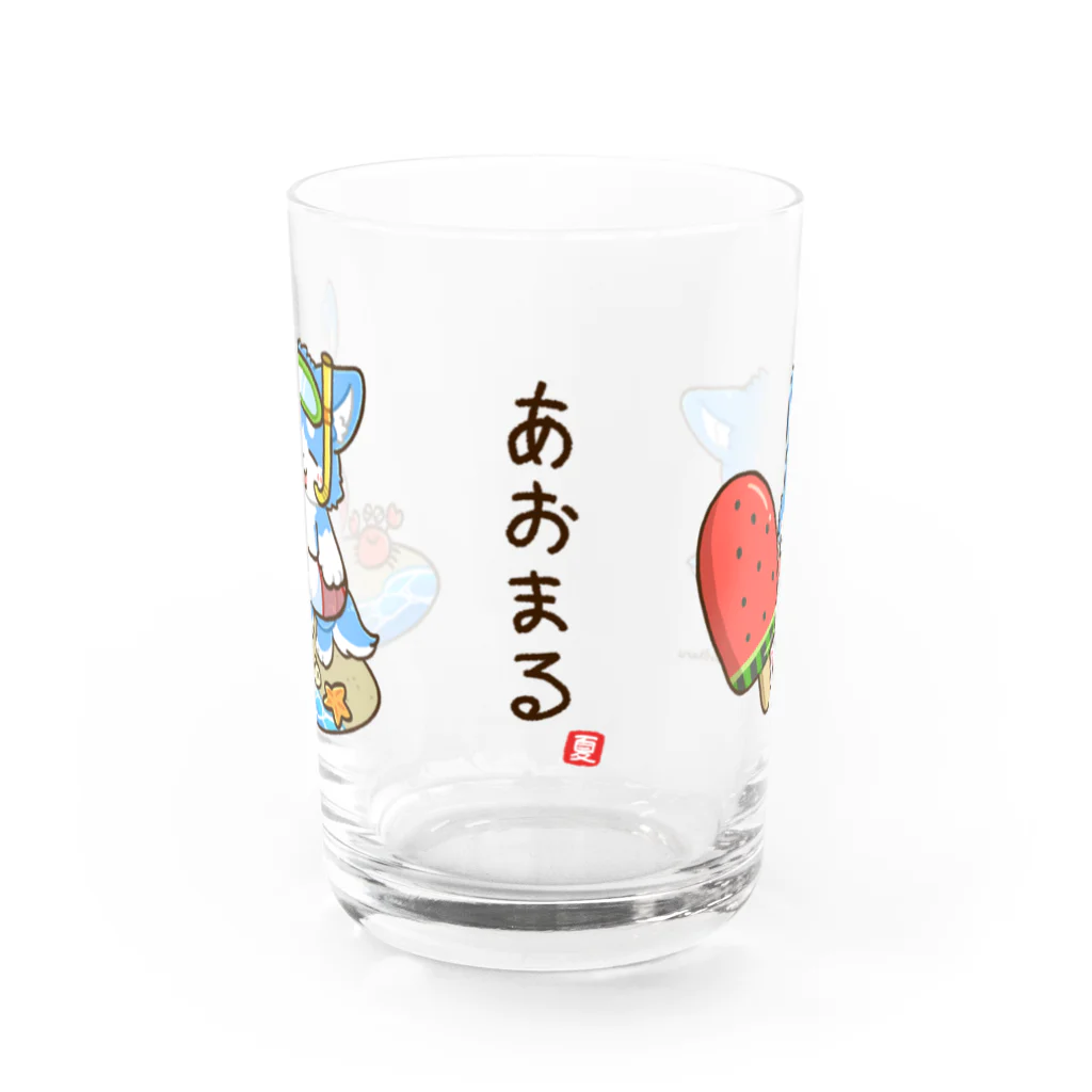 蓮のあおまるグラス(海) Water Glass :front