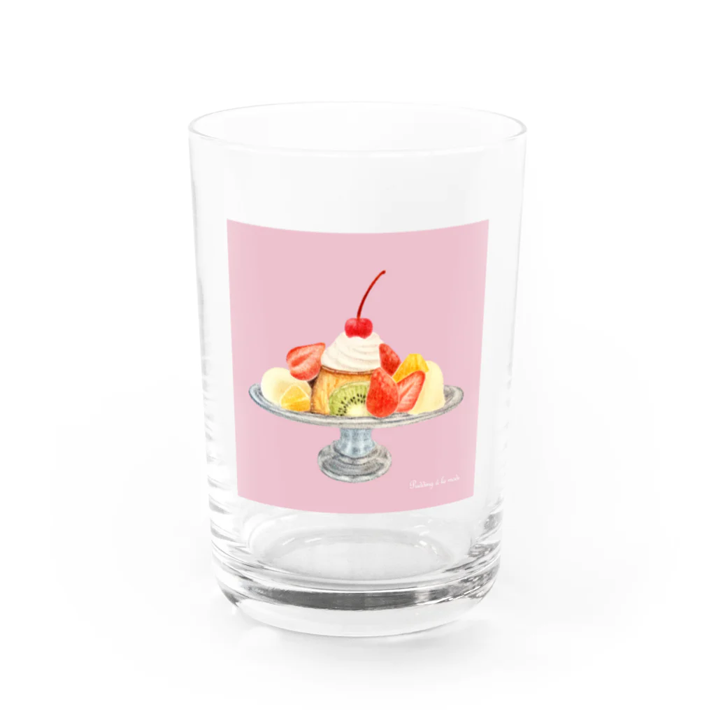 のぐちさきのプリンアラモード(pink) Water Glass :front