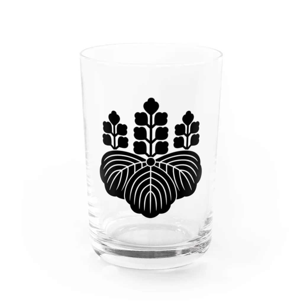 戦国神社 -戦国グッズ専門店-の豊臣秀吉/太閤/五七の桐/ブラック Water Glass :front